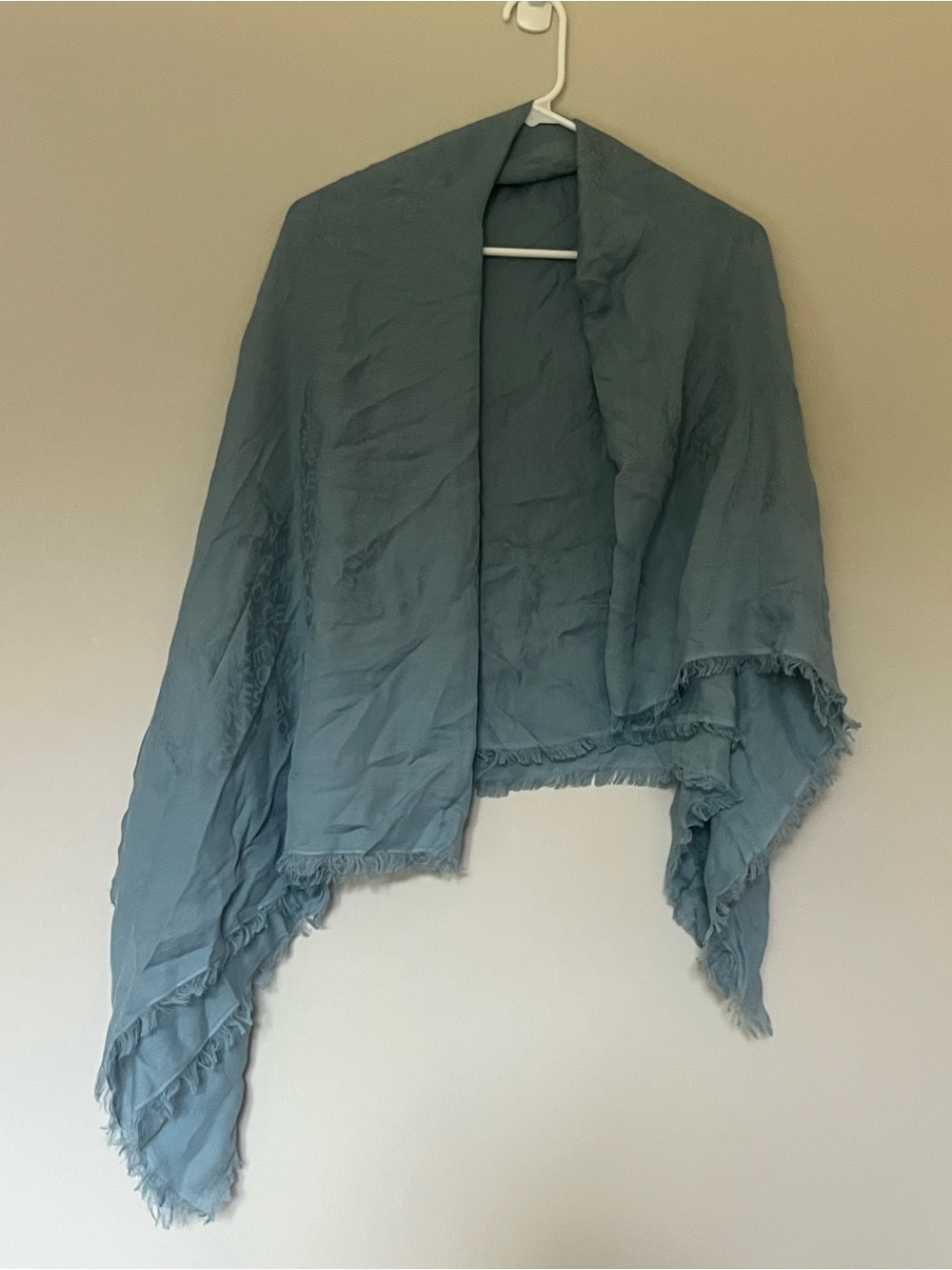 Weekend Max Mara Lightweight Blue-Green Fringe Wrap Shawl